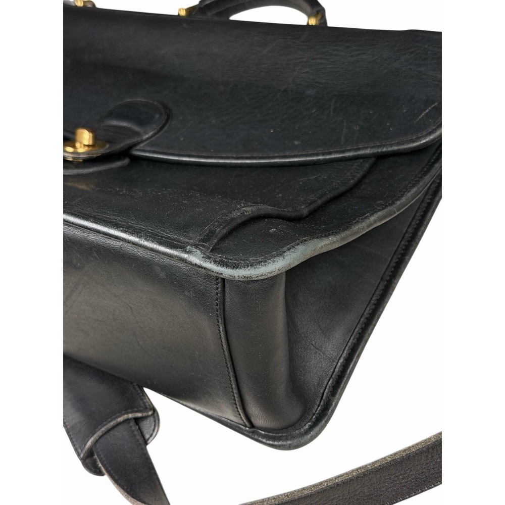 Vintage Coach Leather Briefcase Messenger Black Bag Classic Turnlock w Strap - Picture 5 of 16